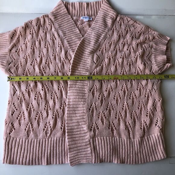 St. Johns Bay Women’s Short Sleeve Open Knit Cardigan Peach Size 1X - Picture 4 of 11